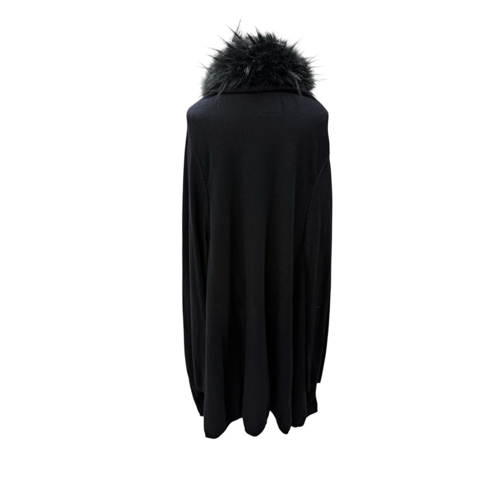 Boston Proper Black Faux Fur Trim Tuxedo Cardigan - Picture 4 of 7